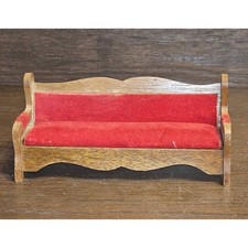 Sofá de madeira vintage para casa de bonecas escala 1:12 estofado vermelho bom estado usado comprar usado  Enviando para Brazil