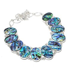 Colar adorável de prata esterlina 925 feito à mão com pedra preciosa concha Abalone comprar usado  Enviando para Brazil