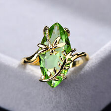 Anel feminino folheado a ouro amarelo pedra preciosa peridoto verde venda quente europeu tamanho 6-10 comprar usado  Enviando para Brazil