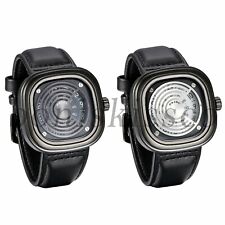 Relógio de pulso masculino de luxo exclusivo pulseira de couro quadrado conceito multicamada quartzo comprar usado  Enviando para Brazil