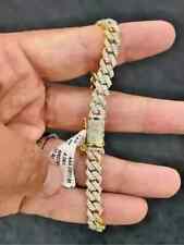 Pulseira masculina cubana de moissanita corte redondo 9 quilates folheada a ouro amarelo 14K 7 mm comprar usado  Enviando para Brazil