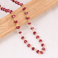 Colar de contas de pedra de nascimento rubi ouro 18K prata esterlina 925 joias para presente de casamento comprar usado  Enviando para Brazil