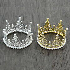 Mini coroa topo de bolo pérola cristal casamento rainha concurso formatura 4,7" largura 2,8" H, usado comprar usado  Enviando para Brazil