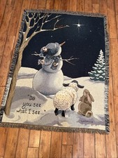 Boneco de neve rústico country Natal tecido cobertor tapeçaria vintage comprar usado  Enviando para Brazil