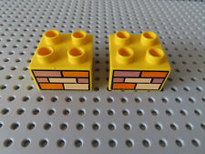 Lego Duplo 2 x klocek, kamień motywacyjny, 2x2, żółte ściany, 3437pb005, Bob Budowniczy na sprzedaż  Wysyłka do Poland