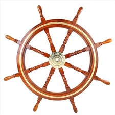 Volante de navios de madeira 36" com anel de barra de latão grosso e cubo JOHN POOLE GLASGOW comprar usado  Enviando para Brazil