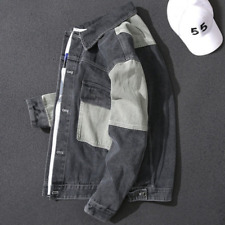 Casaco masculino denim cor clara costura ferramentas casual solto tamanho grande comprar usado  Enviando para Brazil