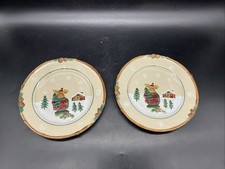 2 pratos de salada de Natal St. Nicholas Square Heartland Moose & Cabin 9 1/4” comprar usado  Enviando para Brazil