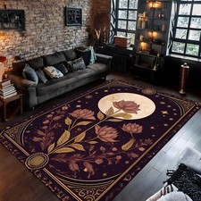 Usado, Tapete de Área Floral Boho, Tapete Flores e Lua, Tapete Boêmio Etéreo, Aes Celestiais comprar usado  Enviando para Brazil