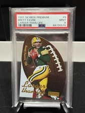 1997 Skybox Premium Larger Than Life Die Cut Brett Favre - PSA 9 - SP CASE HIT comprar usado 1997 Skybox Premium Larger Than Life Die Cut Brett Favre - PSA 9 - SP CASE HIT comprar usado  Enviando para Brazil
