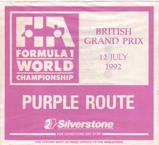 Usado, 1992 BRITISH GP SILVERSTONE F1 ROURPLE ROUTE PRESS WINDOW TICKET PASS MANSELL WIN comprar usado  Enviando para Brazil