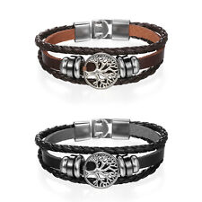 Bracelete masculino feminino retrô Tree of Life multicamada trançado de couro bracelete, usado comprar usado  Enviando para Brazil