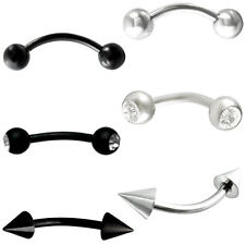 Usado, Banane Curved Barbell Piercing Augenbrauenpiercing schwarz silber Kugeln Cones comprar usado  Enviando para Brazil