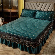 Saia de cama acolchoada de veludo luxuosa bordada colcha curta de pelúcia lençol ajustado comprar usado  Enviando para Brazil