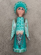 Vintage 9,5" Pintado à Mão Madeira Divina Anjo Assinado 1990 com Asas e Halo comprar usado  Enviando para Brazil