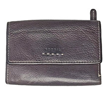 Carteira Fossil Popstitch marrom couro pebbled tripla dobra com zíper suporte para troca comprar usado  Enviando para Brazil