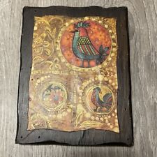 Arte vintage de madeira pendurada na parede fazenda vintage retrô galo pássaro flores vermelho comprar usado  Enviando para Brazil