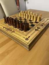 Schachbrett 3in1 handgeschnitz gebraucht kaufen  Ergoldsbach
