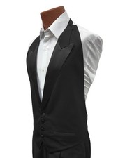 Usado, Colete smoking masculino preto cetim pico lapelas costas abertas ajuste ajustável todos (37-50) comprar usado  Enviando para Brazil