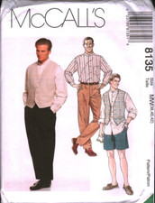 8135 Vintage McCalls Patrón de Costura Para Hombres Años 90 Camisa Chaleco Pantalones Cortos SIN CORTAR FUERA DE STOCK segunda mano  Embacar hacia Mexico