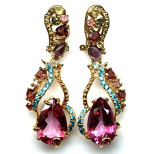 Edelstein Pink Mystic Topas, Amethyst, Granat, Saphir Ohrringe 925 Silber comprar usado  Enviando para Brazil