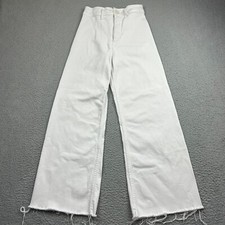Jeans feminino Zara 2 branco perna larga bainha crua cintura alta jeans, usado comprar usado  Enviando para Brazil