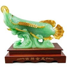 Escultura de jade Arowana dourada símbolo da riqueza da prosperidade KOKOPRIME, usado comprar usado  Enviando para Brazil