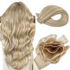 Usado, Trama de cabelo de seda plana cabelo humano virgem 100% costurar no cabelo PU trama extensões de cabelo comprar usado  Enviando para Brazil