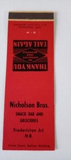 Lote 604 capa fósforo Nicholson Bros lanchonete Fredericton Jct N B Canadá, usado comprar usado  Enviando para Brazil
