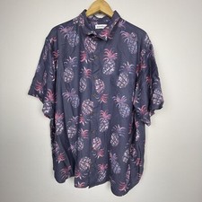 Camisa de campamento azul piña caribeña resort grande y alta 2XB manga corta segunda mano  Embacar hacia Mexico