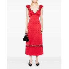 Vestido Free People coração tolo vermelho vintage estampa de laço cetim costas abertas novo sem etiquetas M comprar usado  Enviando para Brazil