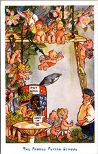 Cartão postal vintage a/s escola de fadas voadoras fadas voam do telhado comprar usado  Enviando para Brazil