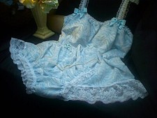 SISSY 2 peças BONECA BEBÊ CHIFFON AZUL E BRANCO RENDADA CAMISOLA E CALCINHA CETIM LAÇOS ROSAS comprar usado  Enviando para Brazil