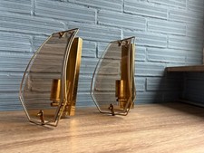 Usado, Par Vintage Arandela Era Espacial Lâmpada Design Meio Século Luminária de Parede Vidro Opalino comprar usado  Enviando para Brazil