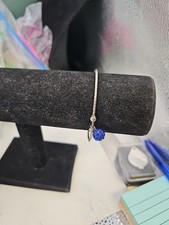 Bracelete punho prata tom azul bola com strass azul, usado comprar usado  Enviando para Brazil