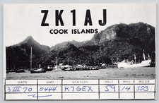 Cartão postal QSL ZK1AJ Ilhas Cook Polinésia Oceano Pacífico Sul barcos de pesca 1970 comprar usado  Enviando para Brazil