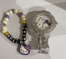 Relógio e pulseira vintage Hello Kitty pulseira de plástico strass W-325 comprar usado  Enviando para Brazil