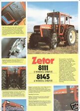 Farm Tractor Data Sheet - Zetor - 8111 8145 - c late 1980's - Brochure (F1225) na sprzedaż  Wysyłka do Poland