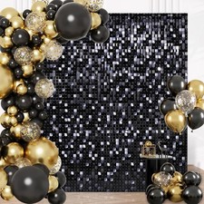 Fundo de festa de parede preto cintilante 6 pés x 4 pés 24 peças lantejoulas quadradas cintilantes comprar usado  Enviando para Brazil