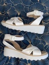 Clarks white wedge for sale  SANDHURST