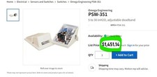 Omega Engineering PSW-351 5 a 30 inH2O, Deadband Ajustável [B3S2] comprar usado  Enviando para Brazil