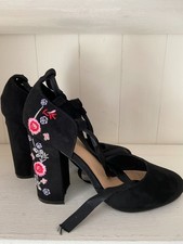 Black suede embroidered for sale  BURGESS HILL