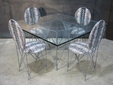 Mesa e 4 cadeiras Frank Lloyd Wright Midway aço cinza esmaltado por Cassina, usado comprar usado  Enviando para Brazil