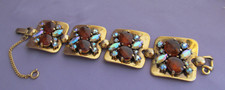 PULSEIRA VINTAGE Elsa SCHIAPARELLI TOM DOURADO ROBUSTO STRASS ALMOFADA LINK comprar usado  Enviando para Brazil