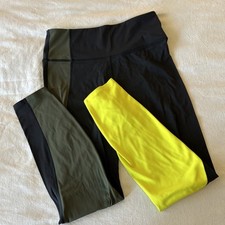 Leggings ATHLETA Colorblock Asym ajustados neón y verde oliva medianos segunda mano  Embacar hacia Mexico