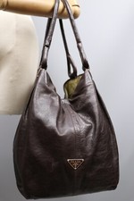 Bolsa tote de ombro PRADA MILANO vintage anos 90 autêntica usada couro marrom tamanho grande comprar usado  Enviando para Brazil