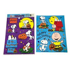 Lote de 2 folhas vintage 1999 Peanuts Snoopy Charlie Brown Halloween janela aderente comprar usado  Enviando para Brazil