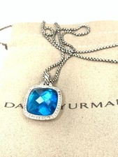 Colar David Yurman Albion prata esterlina com topázio azul e diamante 17 mm comprar usado  Enviando para Brazil