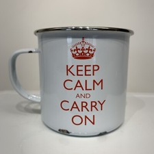 Usado, KEEP CALM & CARRY ON xícara de café esmalte branco Wild & Wolf British Crown Inside comprar usado  Enviando para Brazil