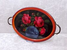 Antiguo Bandeja de Servir - Vintage Alrededor 1900 - Rojo Rosas - Pintado, usado comprar usado  Enviando para Brazil